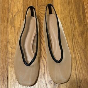 Old Navy Beige Mesh Ballet Flats with Black Trim
